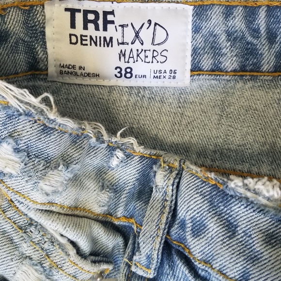 ZARA TRF IX'D Womens Destroyed Jeans Split Hem 6 - Picture 7 of 8